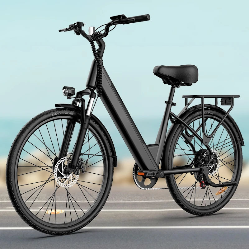 E26 Electric Bike 26x2" Commuter Tires 48V 10.4Ah Removable Battery 20MPH Speed 7-Speeds LCD Display