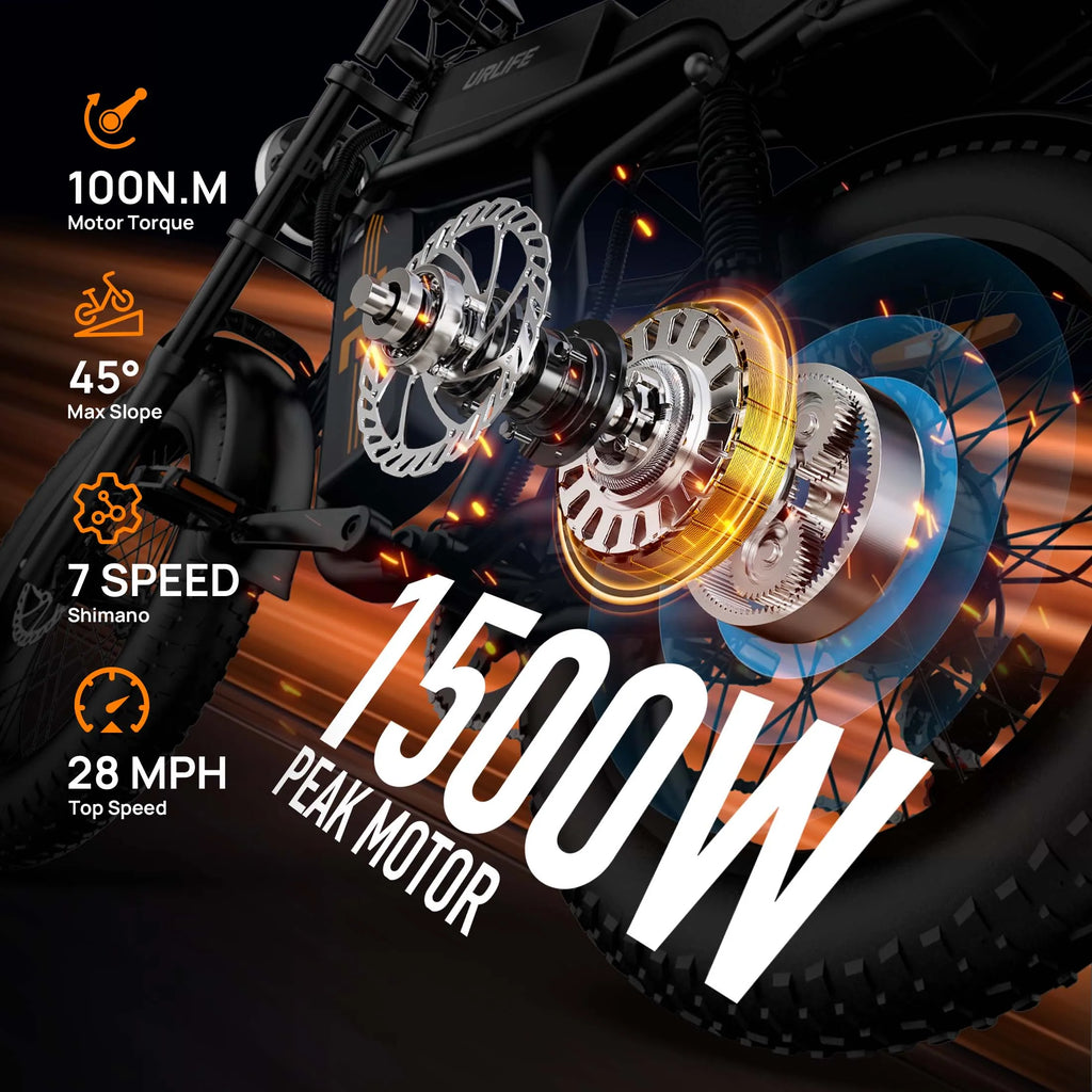 1500W Peak Electric Mountain Bike Removable Battery