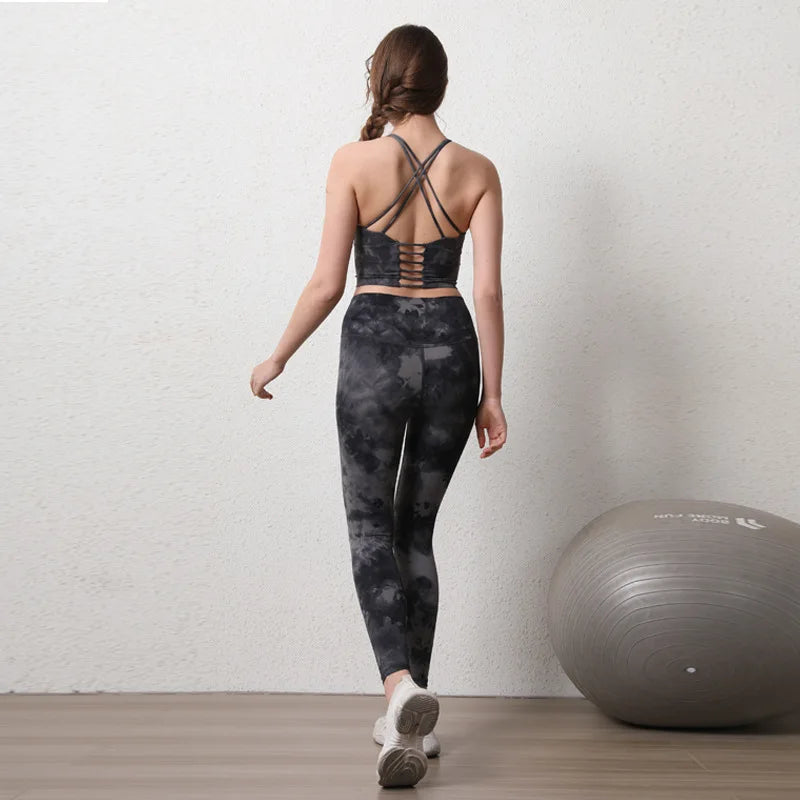 Workout Gym Leggings with Beauty Back Bra Suits