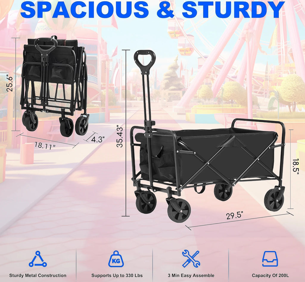 Foldable trailer on wheels, Large capacity portable