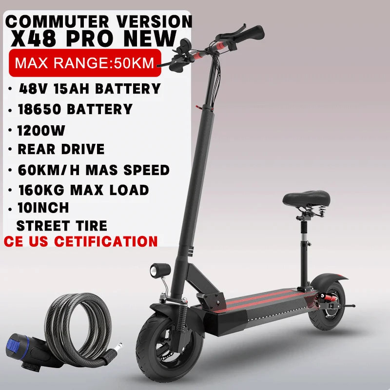 Electric Scooter for Adults Dual Brake & Dual Suspension Commuting E-Scooter Foldable E Scooter with Remote Key 330LBS MAX Load