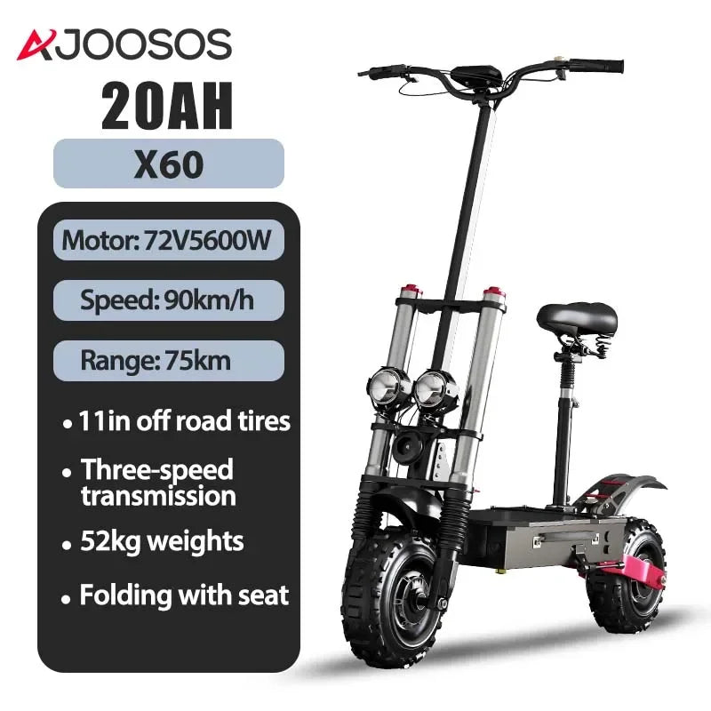1200W-5600W 48-72V Electric Scooter up to 90KM/H Max Speed Adults Electric Scooters up to 110KM Long Range 10/11'' Tires