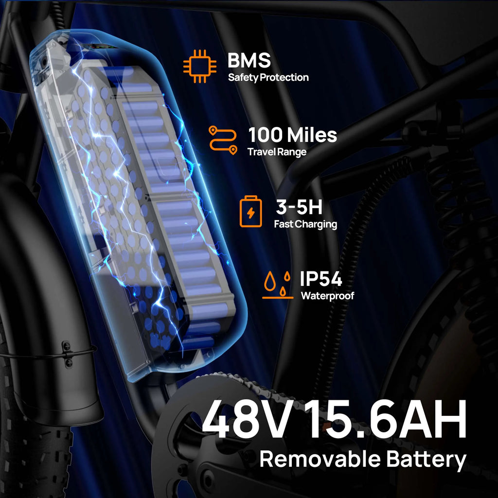 1500W Peak Electric Mountain Bike Removable Battery