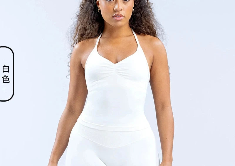 Women's fitness impact leggings, gym sports halter-