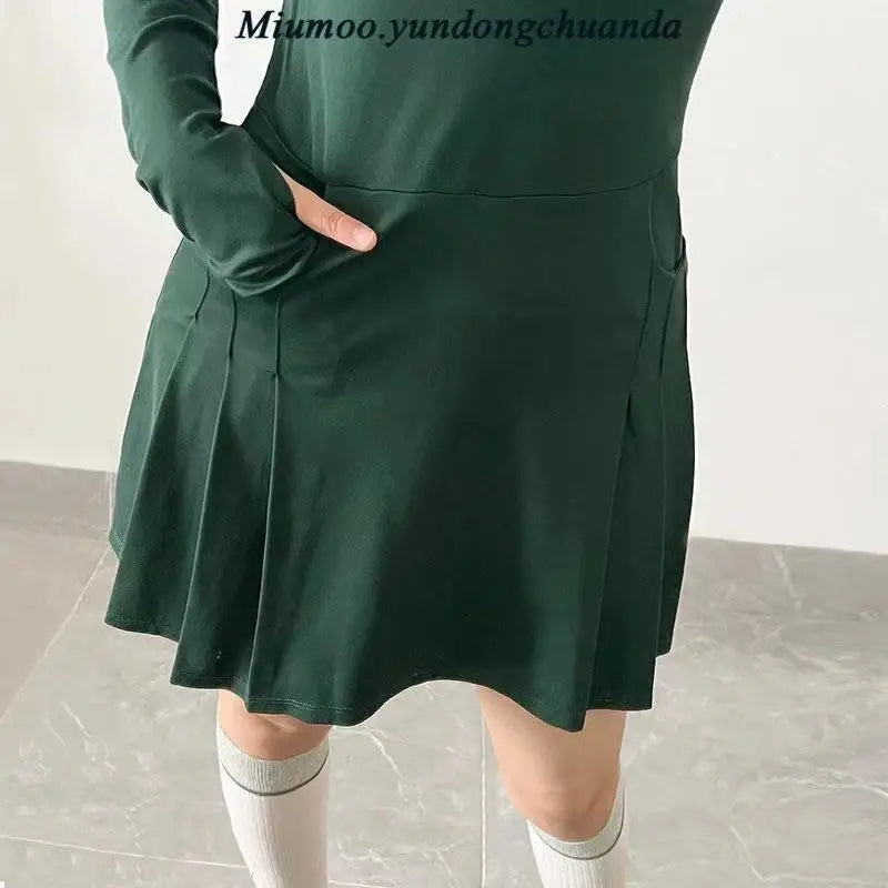 Tennis Dress with Shorts Long Sleeve Women