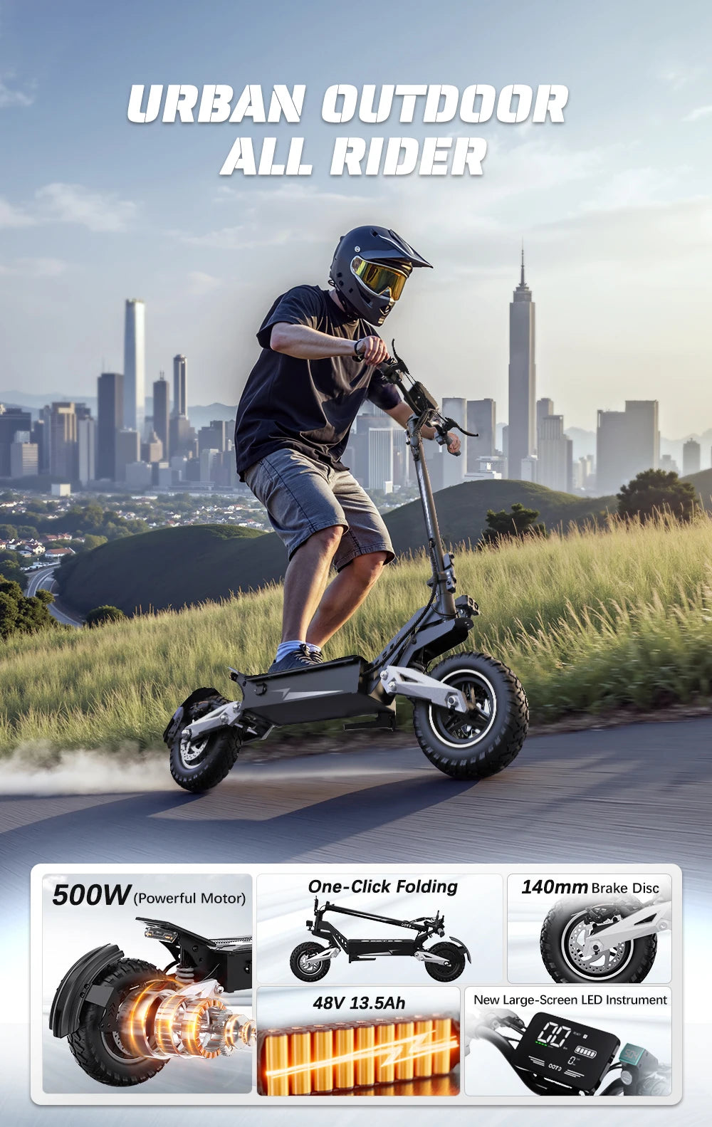 Lithium Battery Large Screen LED Display Electric Scooter