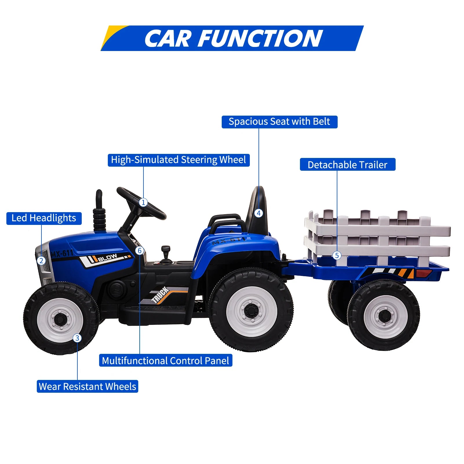 Tractor With Trailer Remote Control Toddler Electric Vehicle