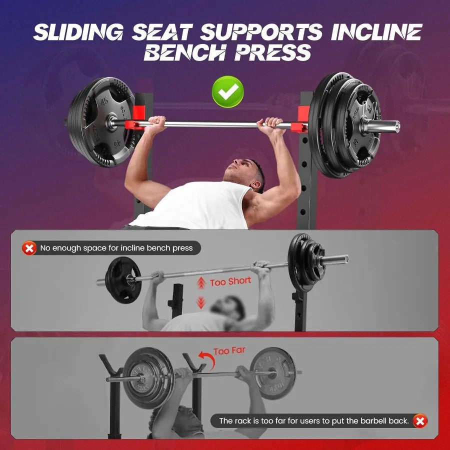 900 LBS Weight Bench Set with Squat   Ajustable Bench Press