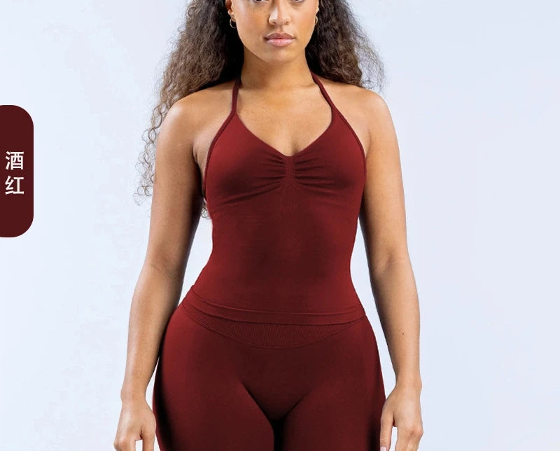 Women's fitness impact leggings, gym sports halter-