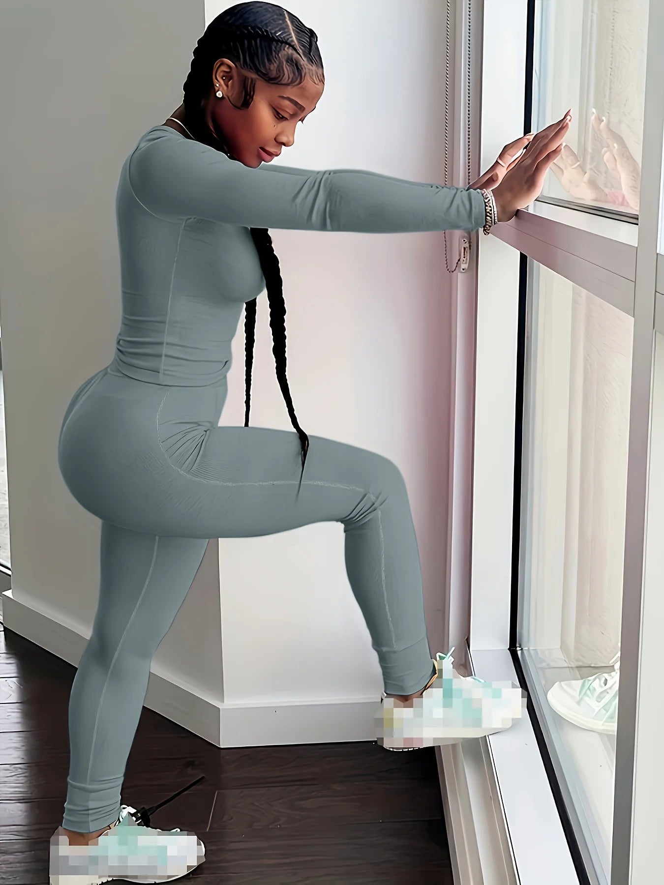 Women's Long Sleeve Exercise Wear - 2 Piece Set