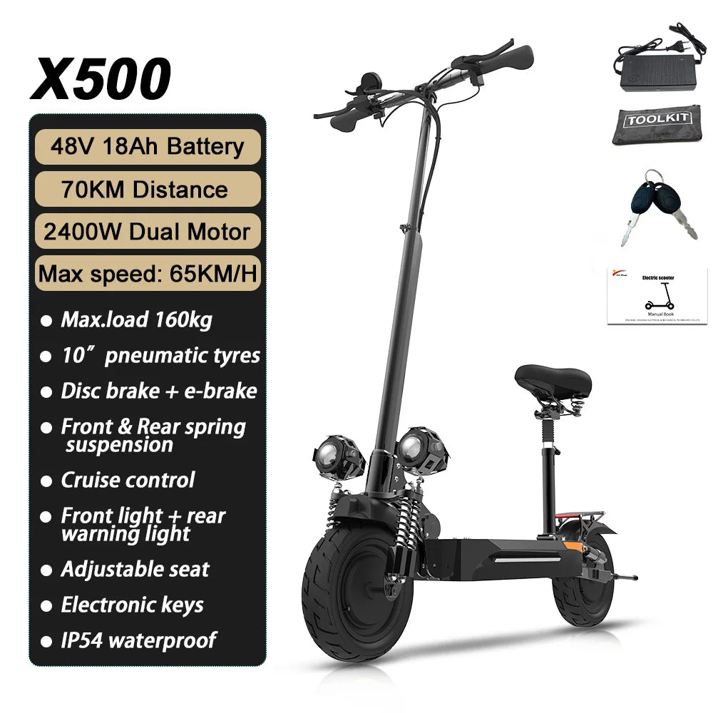 6000W Electric Scooter for Adults 85KM/H Max Speed Dual Motor 11" Off Road Tire E Scooter 30AH Lithium Battery Shock Absorption