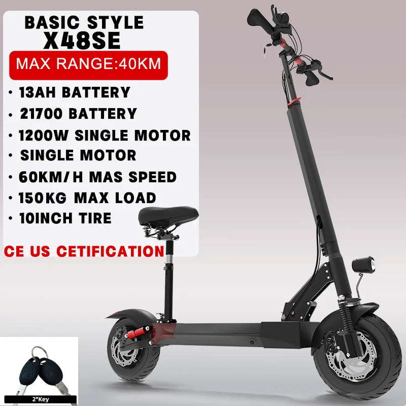r Adults SINGLE/DUAL MOTOR Folding E ScooterRemovable Seat