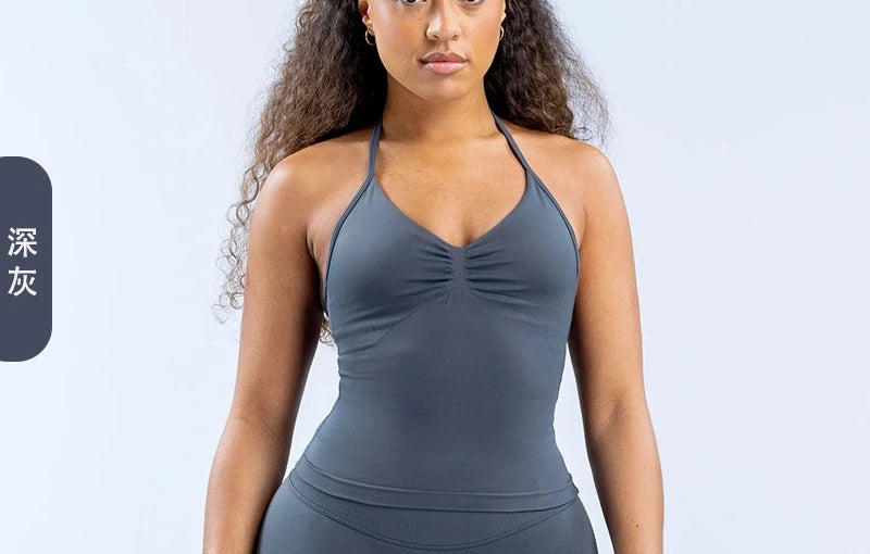 Women's fitness impact leggings, gym sports halter-