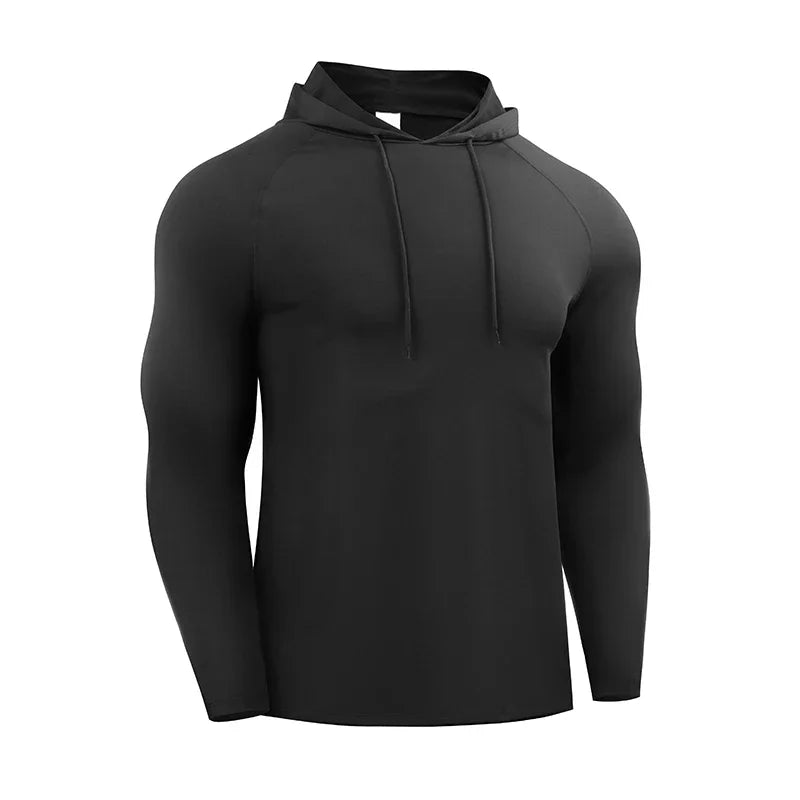 Running Long Sleeve T Shirt Men Sportswear Hooded