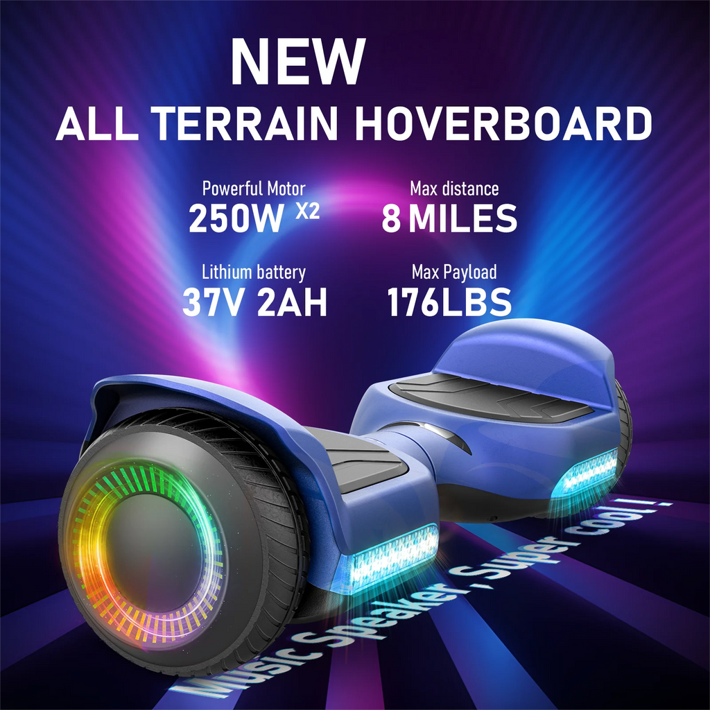 All Terrain Hoverboard - LED Light & Bluetooth Speaker