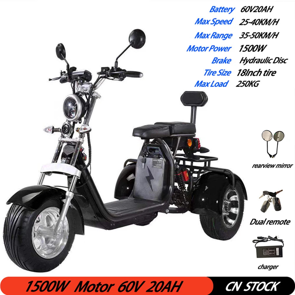 Adult Electric 3 Wheel Scooter 18 Inch Off road Fat Tire