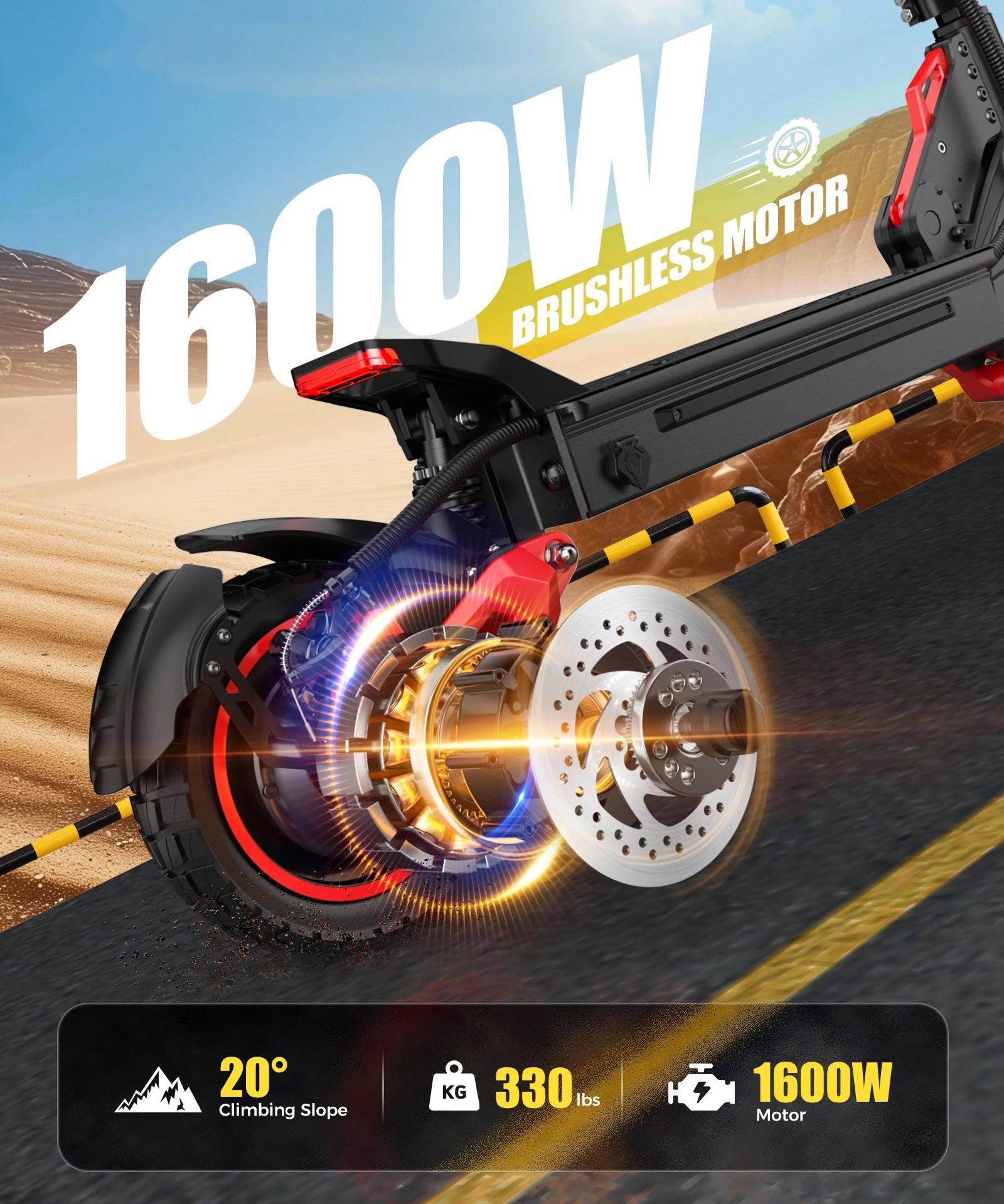 Motor 48V18AH Battery E-Scooter Dual Disc Brakes