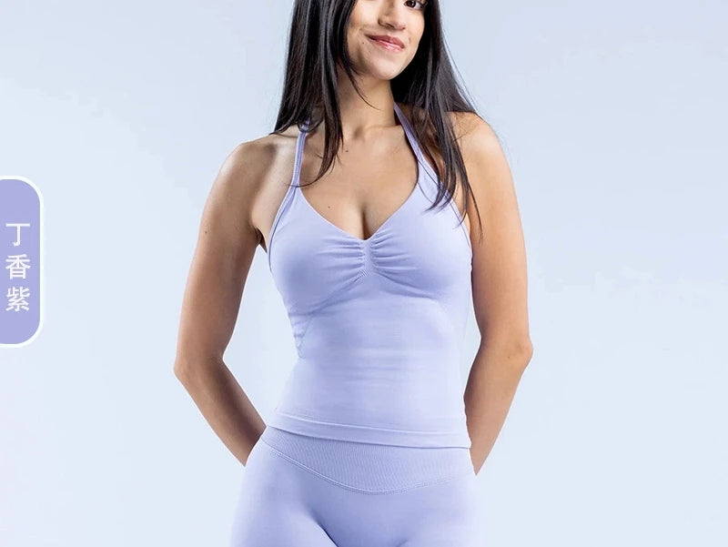 Women's fitness impact leggings, gym sports halter-