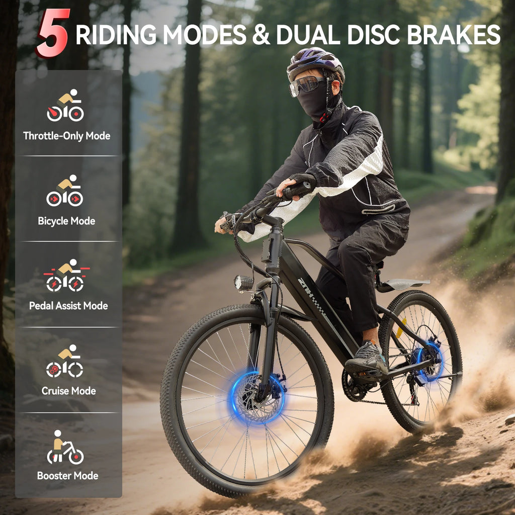 26" Tire Electric Bike,7-Speed,50 Miles