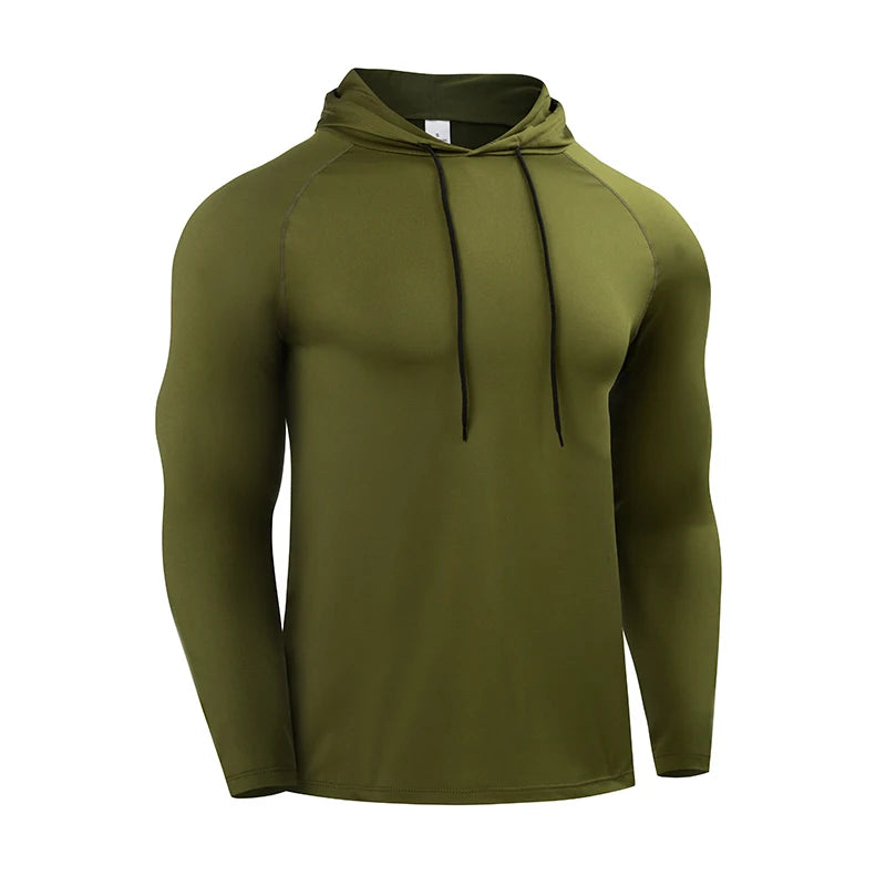 Running Long Sleeve T Shirt Men Sportswear Hooded