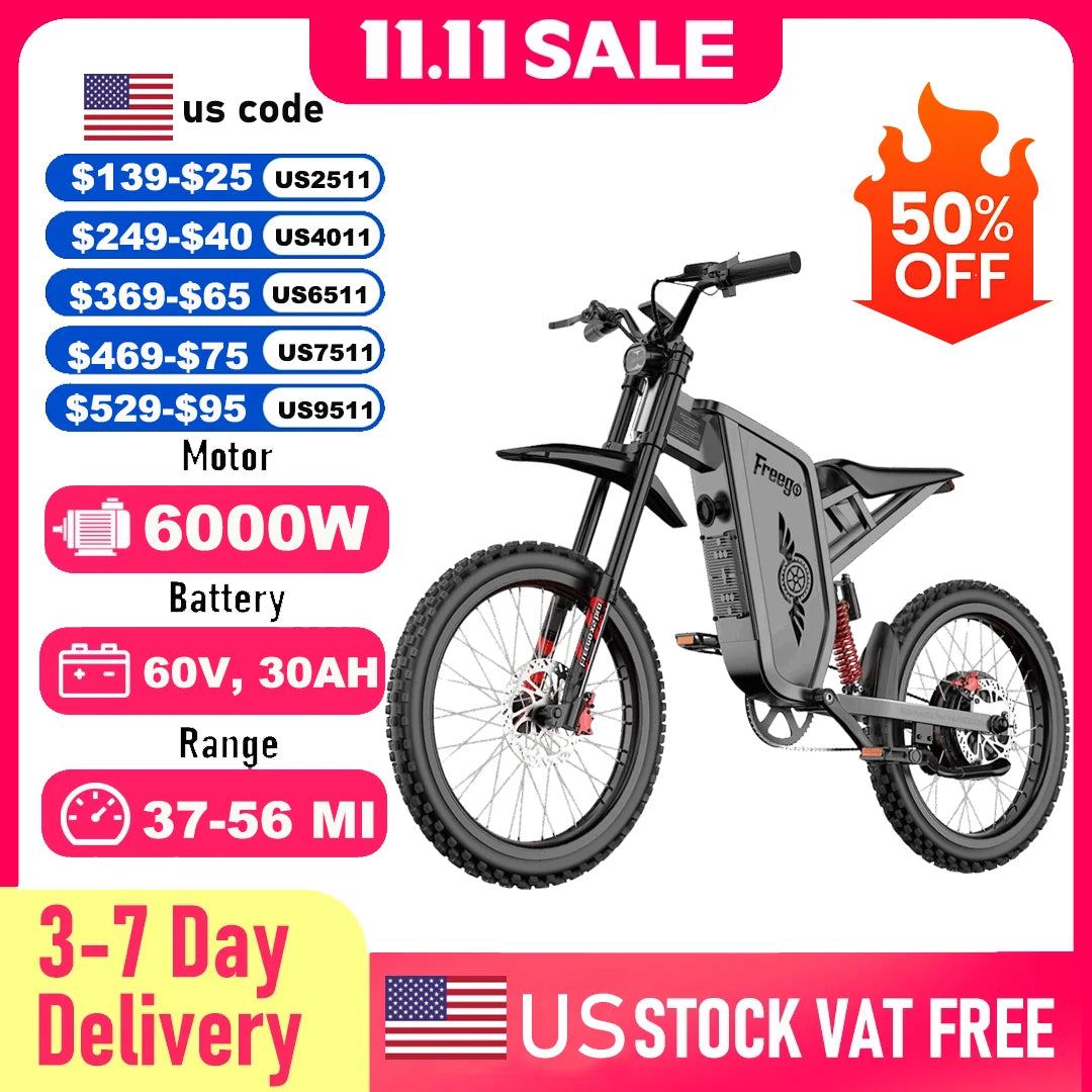 Electric Motorcycle Adults 7 Speed 50MPH Off Road