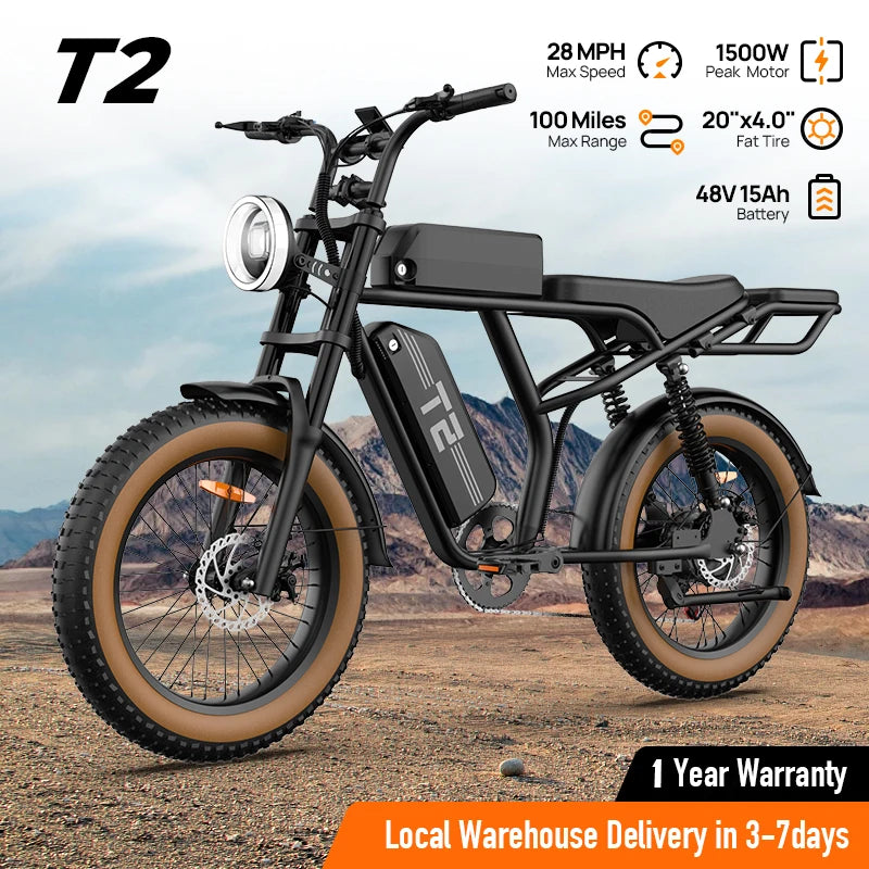 1500W Peak Electric Mountain Bike Removable Battery