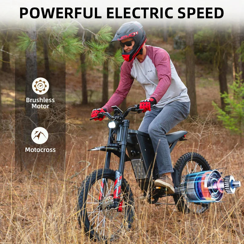 Electric Motorcycle Adults 7 Speed 50MPH Off Road