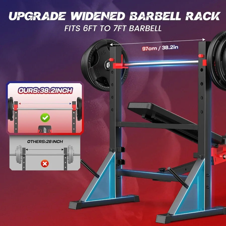 900 LBS Weight Bench Set with Squat   Ajustable Bench Press