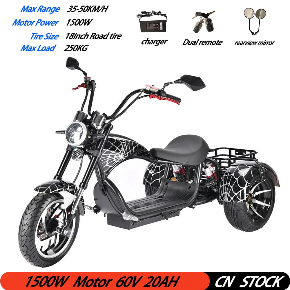 Adult Electric 3 Wheel Scooter 18 Inch Off road Fat Tire