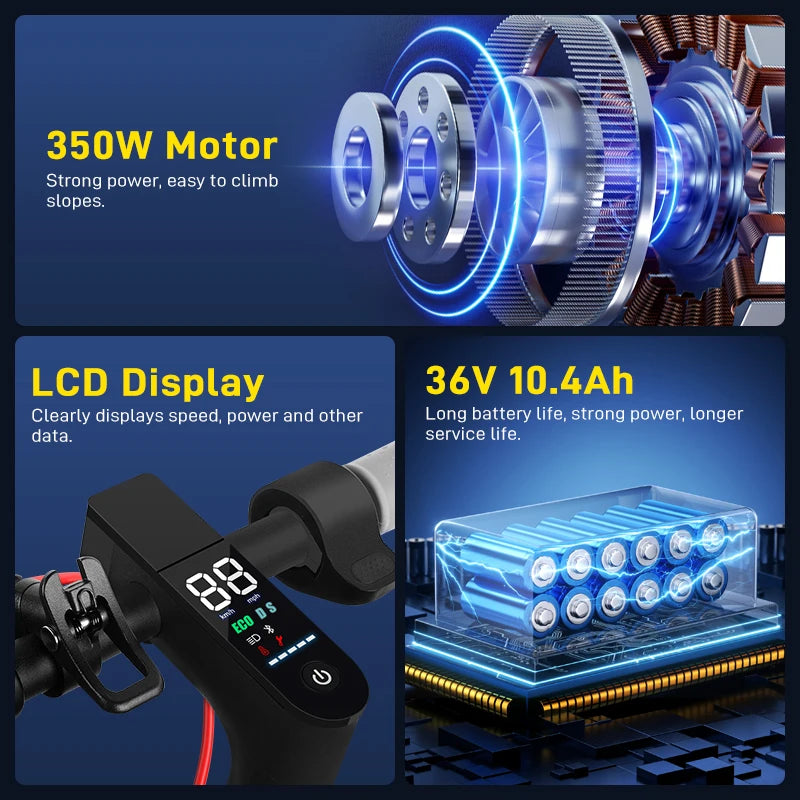 Adult Electric Scooter 19MPH Top Speed Dual Shock Absorption