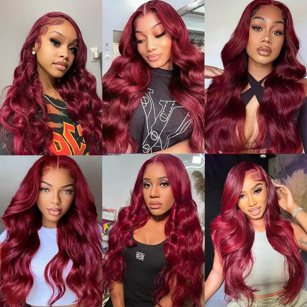 Red Body Wave Lace Front Human Hair Wigs
