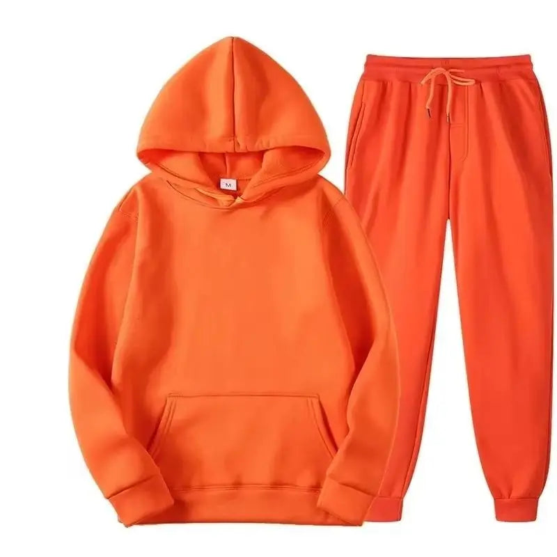Men Women Tracksuit Hoodies Casual Solid Color