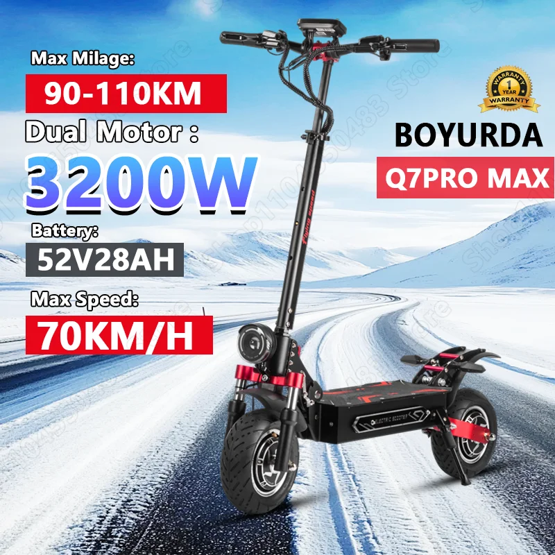 Boyueda Q7Pro Max EScooters 3200W Dual Motor 52V28ah Smart APP Bluetooth Connection Electric Scooter NFC Activation E-Scooter