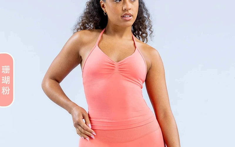 Women's fitness impact leggings, gym sports halter-