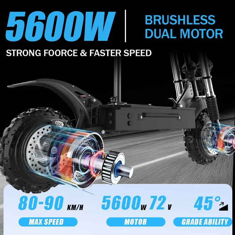 1200W-5600W 48-72V Electric Scooter up to 90KM/H Max Speed Adults Electric Scooters up to 110KM Long Range 10/11'' Tires