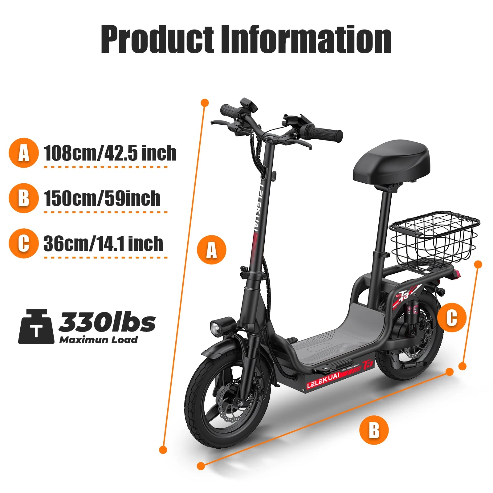 Electric Scooter for Adults Teens, Heavy Duty Escooter with Seat – 500 LBS Capacity, 26MPH, 25-Mile Range, 500W Motor, Dual Susp