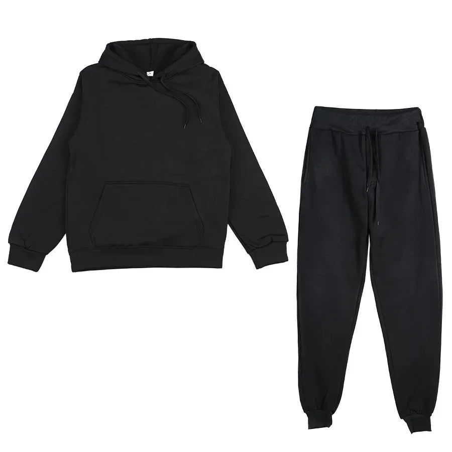 Men Women Tracksuit Hoodies Casual Solid Color