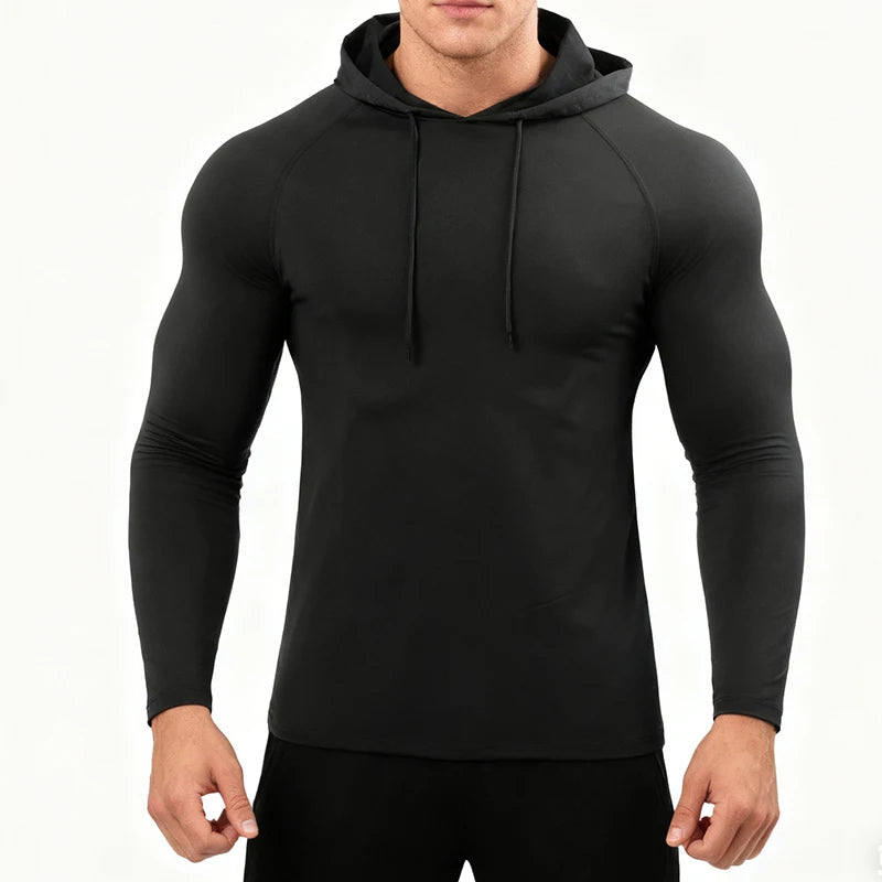 Running Long Sleeve T Shirt Men Sportswear Hooded