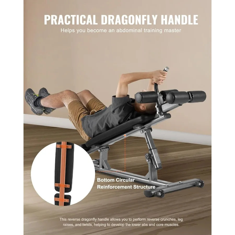 Sit Up Bench Adjustable Height and Reverse Crunch Handle
