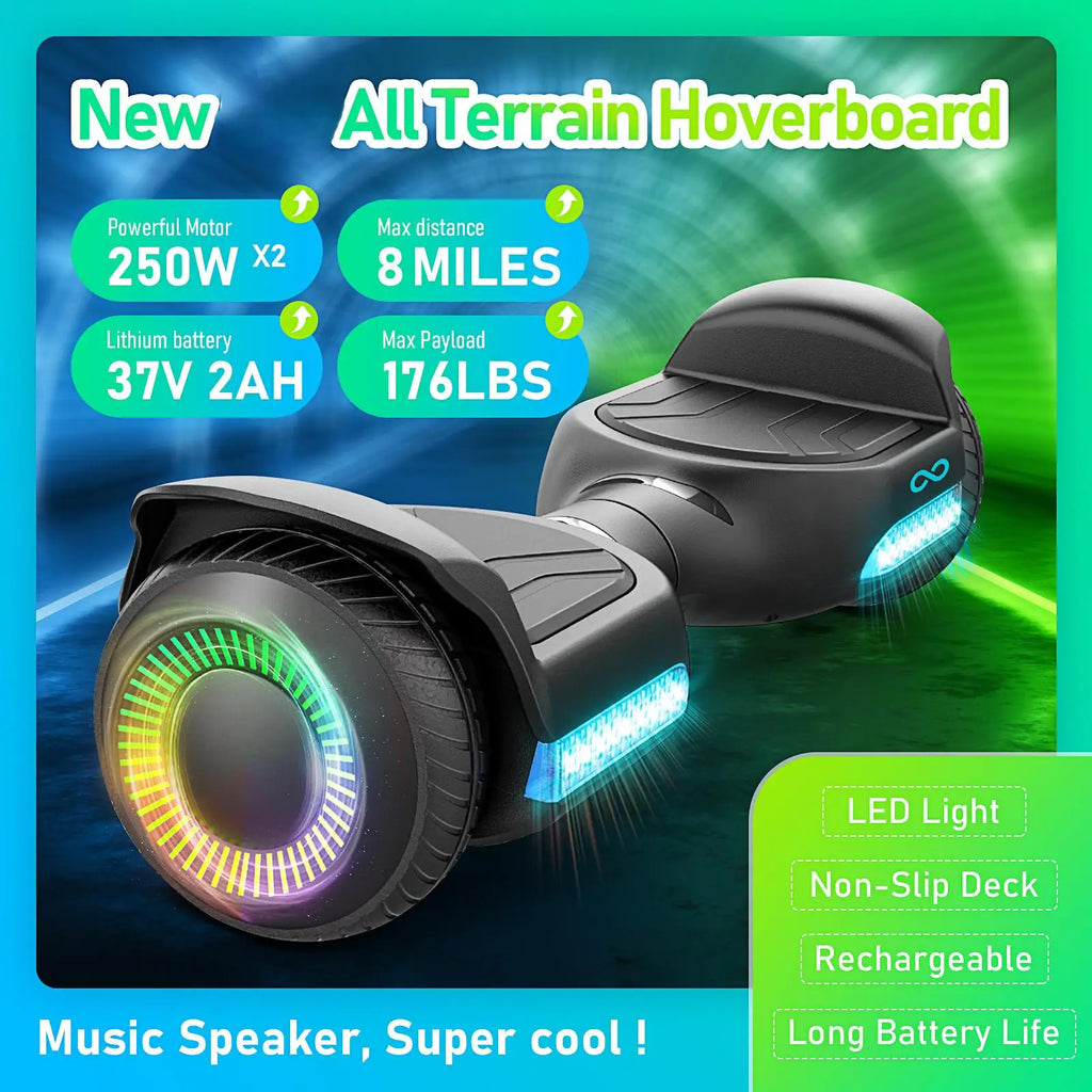 All Terrain Hoverboard - LED Light & Bluetooth Speaker