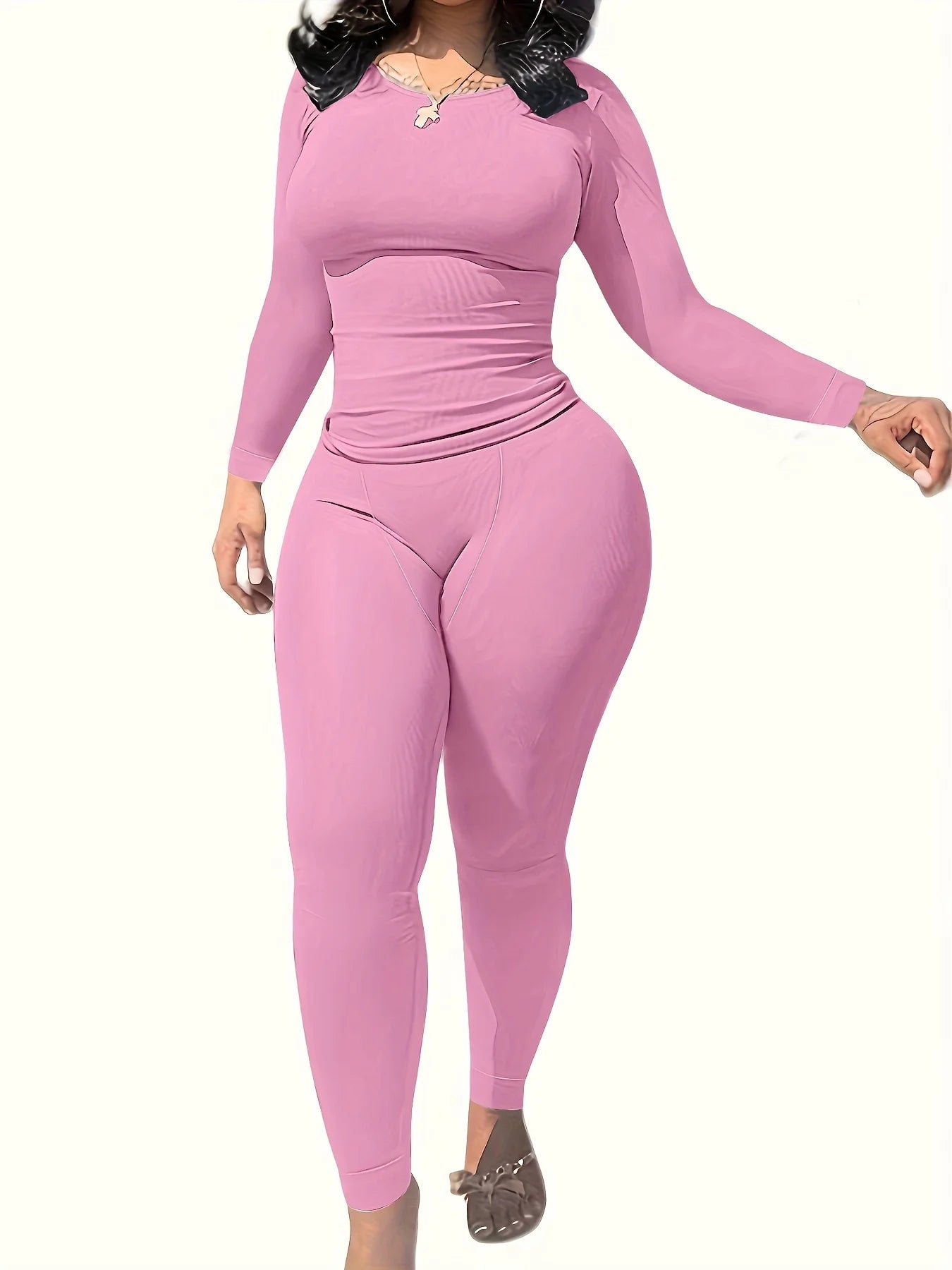 Women's Long Sleeve Exercise Wear - 2 Piece Set