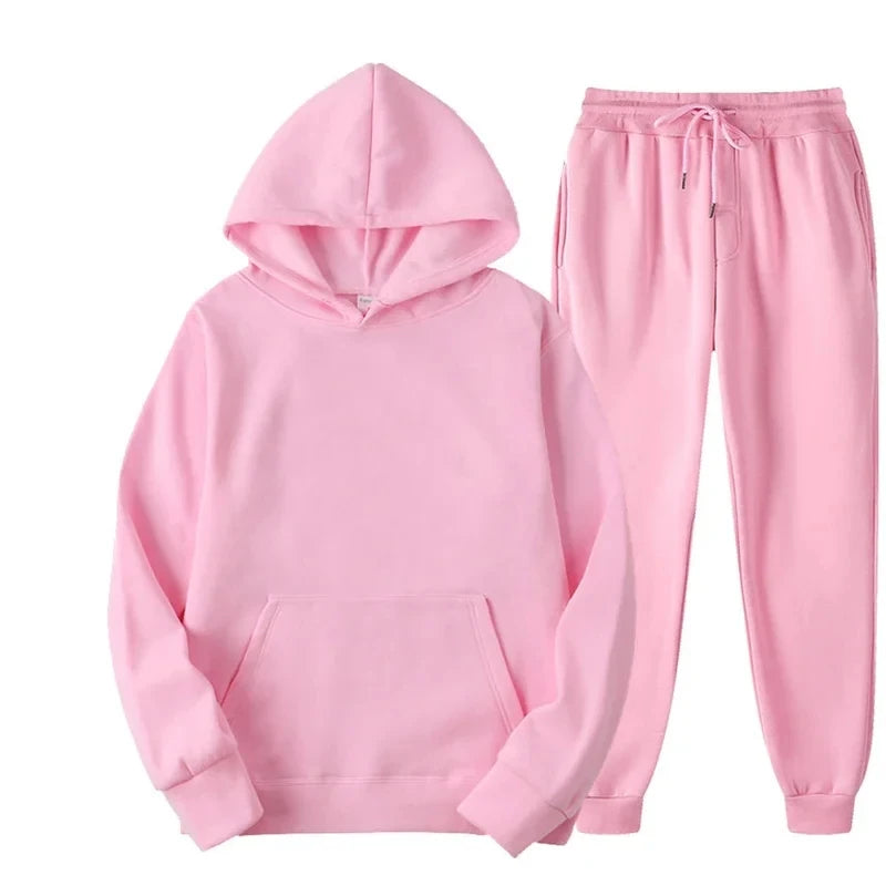 Men Women Tracksuit Hoodies Casual Solid Color