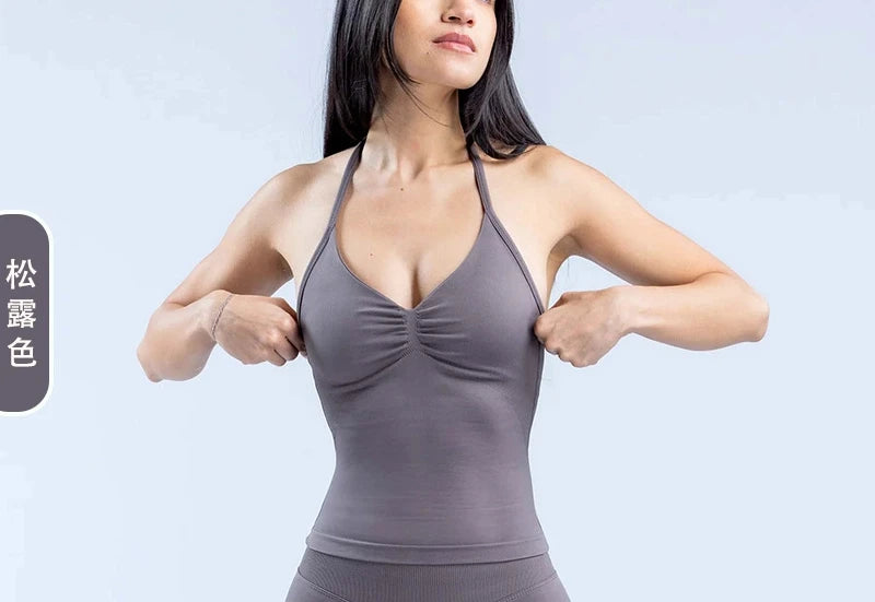 Women's fitness impact leggings, gym sports halter-